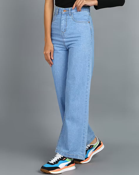 High-Rise Flared Mid-Wash Jeans