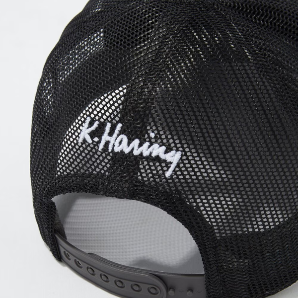 American Eagle Men Black Keith Haring Graphic Trucker Hat